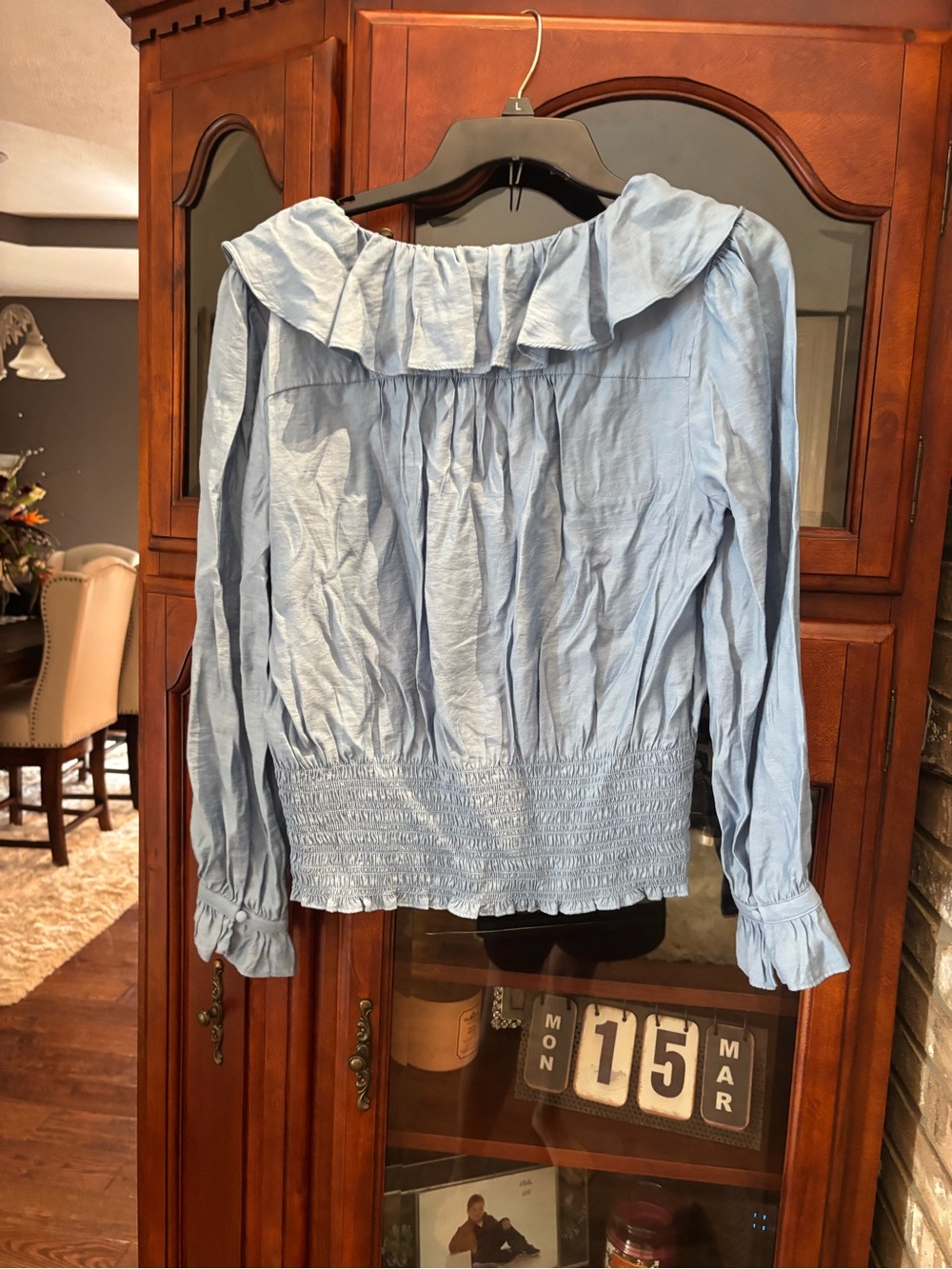 Light Blue Ruffled Blouse - Picture 4 of 5